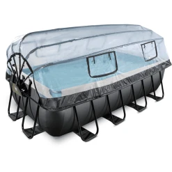 EXIT TOYS EXIT Black Leather Pool 400x200x100cm Mit Sandfilterpumpe Und Abdeckung - Schwarz