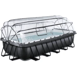 EXIT TOYS EXIT Black Leather Pool 540x250x100cm Mit Sandfilterpumpe, Abdeckung Und Wärmepumpe - Schwarz