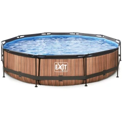 EXIT TOYS EXIT Frame Pool ø360x76cm (12v) – Holz Optik
