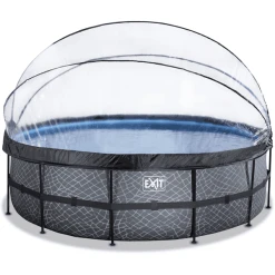 EXIT TOYS EXIT Frame Pool ø488x122cm(12v Sandfilter) – Grau + Sonnendach