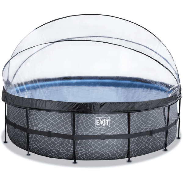 EXIT TOYS EXIT Frame Pool ø488x122cm (12v Sandfilter) – Grau + Sonnendach + Wärmepumpe 3 EXIT TOYS EXIT Frame Pool ø488x122cm (12v Sandfilter) – Grau + Sonnendach + Wärmepumpe