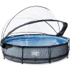 EXIT TOYS EXIT Pool Stone 360x76cm Mit Abdeckung Und Filterpumpe, Grau -Smoby-Shop exit pool stone 360x76cm mit abdeckung und filterpumpe grau a269441