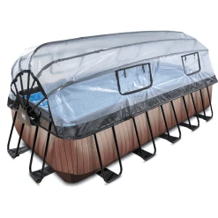 EXIT TOYS EXIT Wood Pool 540x250x122cm Mit Abdeckung Und Sandfilter- Und Wärmepumpe, Braun