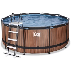EXIT TOYS EXIT Wood Pool ø360x122cm Mit Sandfilterpumpe, Braun