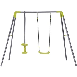 HOMCOM Kinder Gartenschaukel Mit Wippe Schwarz, Hellgrün