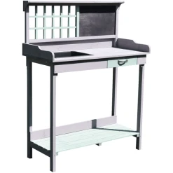 HOMCOM Pflanztisch Mit Schublade Und Wanne Grau, Mintgrün