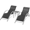 Outsunny 2er Set Gartenliegen Mit Tisch Grau, Schwarz -Smoby-Shop outsunny 2er set gartenliegen mit tisch grau schwarz a352897