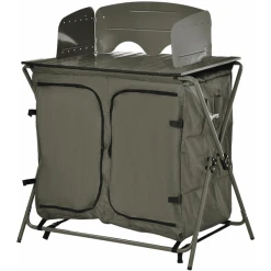 Outsunny 2in1 Campingtisch Mit Arbeitsfläche Und Fächern Grün
