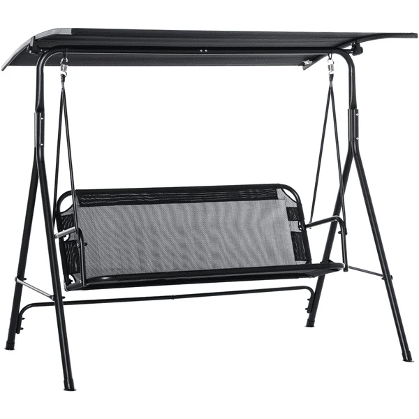 Outsunny 3- Sitzer Hollywoodschaukel Mit Sonnendach Schwarz 3 Outsunny 3- Sitzer Hollywoodschaukel Mit Sonnendach Schwarz