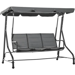 Outsunny 3-Sitzer Hollywoodschaukel Mit Verstellbarem Dach Grau