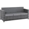 Outsunny 3 - Sitzer Rattansofa Mit Kissen Grau 1 Outsunny 3 - Sitzer Rattansofa Mit Kissen Grau -Smoby-Shop outsunny 3 sitzer rattansofa mit kissen grau a352898