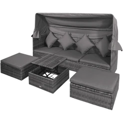 Outsunny 4-teilige Loungegruppe Mit Sonnendach Grau