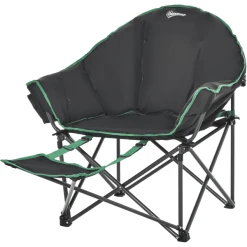 Outsunny Campingstuhl Mit Fußstütze Schwarz, Grün
