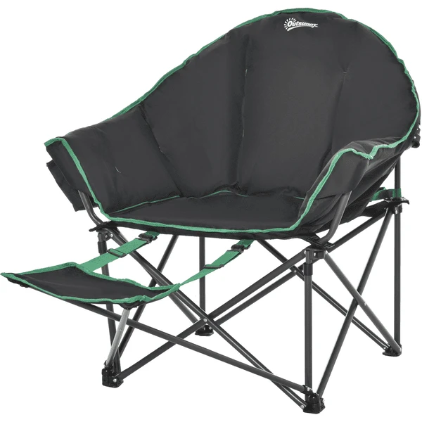 Outsunny Campingstuhl Mit Fußstütze Schwarz, Grün 3 Outsunny Campingstuhl Mit Fußstütze Schwarz, Grün