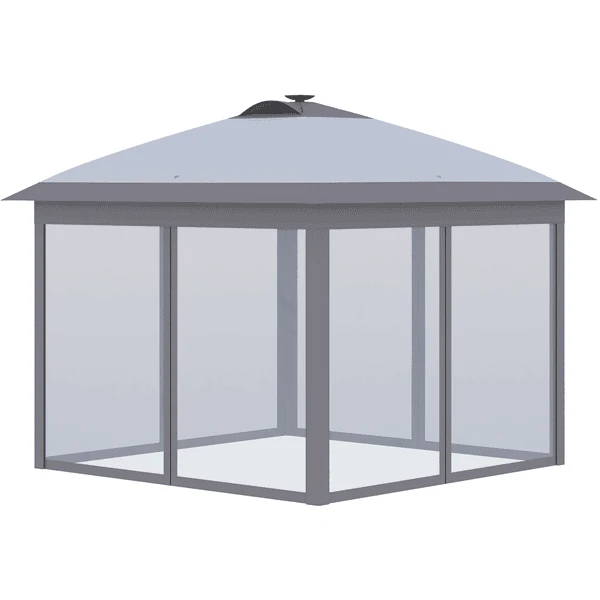 Outsunny Faltpavillon Mit LED Solar Lichterkette Und USB-Ladeanschluss Grau 3 Outsunny Faltpavillon Mit LED Solar Lichterkette Und USB-Ladeanschluss Grau