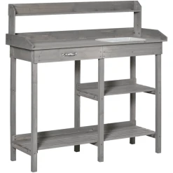 Outsunny Gärtnertisch Mit Wanne Grau