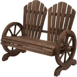 Outsunny Gartenbank Im Wagenrad-Design Dunkelbraun