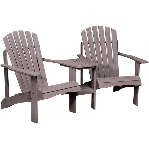 Outsunny Gartenbank Mit Tisch Und Schirmloch Grau 3 Outsunny Gartenbank Mit Tisch Und Schirmloch Grau