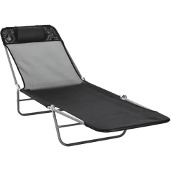 Outsunny Gartenliege Klappbar Schwarz