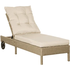 Outsunny Gartenliege Mit 2 Rädern Bunt