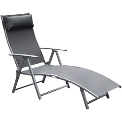 Outsunny Gartenliege Mit Kissen Grau