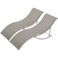 Outsunny Gartenliegen 2er Set Hellgrau