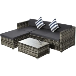 Outsunny Gartenmöbel Set Mit Beistelltisch Grau