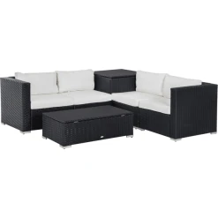 Outsunny Gartenmöbel Set Mit Stauraum Schwarz