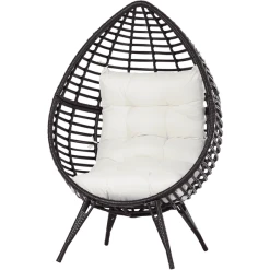 Outsunny Gartensessel In Tropfen Design Braun, Beige