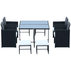 Outsunny Gartenset Bestehend Aus 9 Teilen Und 12 Kissen Schwarz