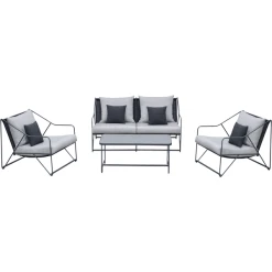 Outsunny Gartensitzgruppe Mit Couchtisch Grau, Schwarz