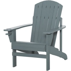 Outsunny Gartenstuhl Aus Massivholz Dunkelgrau