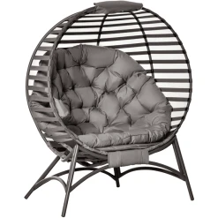 Outsunny Gartenstuhl Mit Stauraum, Gepolsterte Rückenlehne Und Sitzkissen Braun