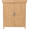 Outsunny Geräteschrank Mit 2 Fächer Natur -Smoby-Shop outsunny geraeteschrank mit 2 faecher natur a360873