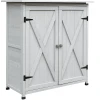 Outsunny Geräteschuppen Mit 2 Türen Weiß -Smoby-Shop outsunny geraeteschuppen mit 2 tueren weiss a361273