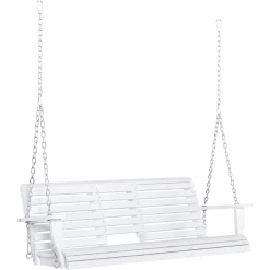 Outsunny Hängebank Mit Klappbarem Tisch Weiß