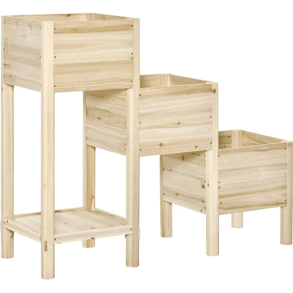 Outsunny Hochbeet Mit 3 Stufigen Design Natur 3 Outsunny Hochbeet Mit 3 Stufigen Design Natur