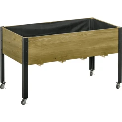 Outsunny Hochbeet Mit Rädern Braun