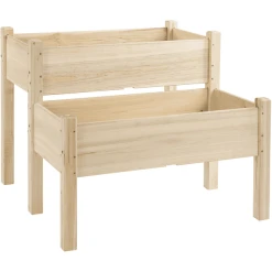 Outsunny Hochbeet Mit Zweistufigem Design Natur