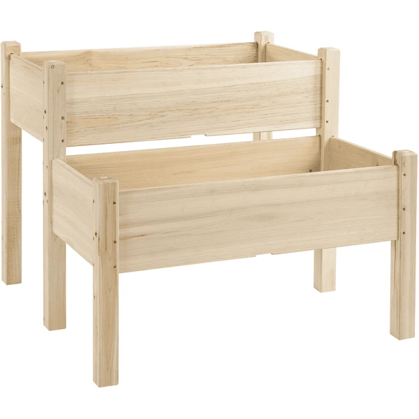 Outsunny Hochbeet Mit Zweistufigem Design Natur 3 Outsunny Hochbeet Mit Zweistufigem Design Natur