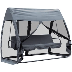 Outsunny Hollywoodschaukel Mit Seitenwänden Grau