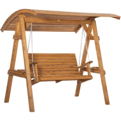 Outsunny Hollywoodschaukel Mit Verstellbarem Dach Braun