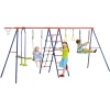 Outsunny Kinderschaukel Mit Kletterleiter, Basketballkorb, Nestschaukel Und Schaukelwippe Bunt -Smoby-Shop outsunny kinderschaukel mit kletterleiter basketballkorb nestschaukel und schaukelwippe bunt a417205