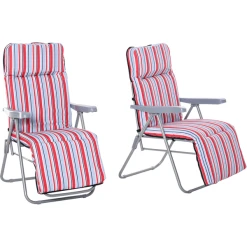 Outsunny Liegestuhl Set Inklusive Polsterauflagen Rot