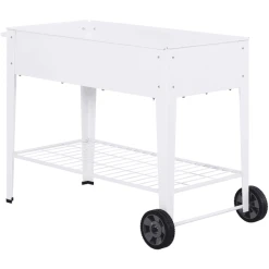 Outsunny Mobiler Pflanzenwagen Mit Stauraum Weiß