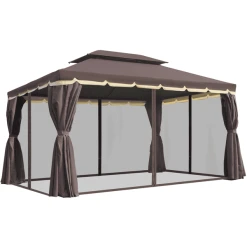 Outsunny Pavillion Mit Vorhänge Und Maschennetze Bunt