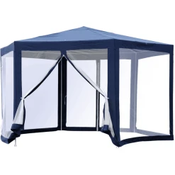 Outsunny Pavillon In Sechseckiger Form Blau