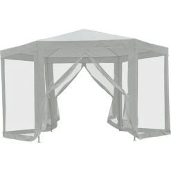 Outsunny Pavillon In Sechseckiger Form Creme