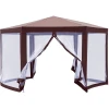 Outsunny Pavillon Mit Sechseck Form Braun -Smoby-Shop outsunny pavillon mit sechseck form braun a361275