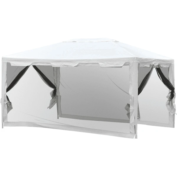 Outsunny Pavillon Mit Seitenwänden Weiß 3 Outsunny Pavillon Mit Seitenwänden Weiß